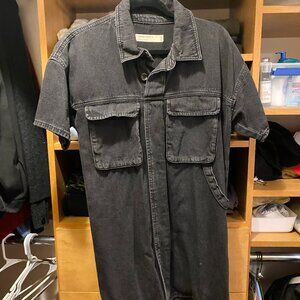 ASOS Washed Black Denim Button Up Dress with Pockets